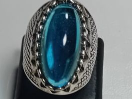 herren ring,,mit blau kristall