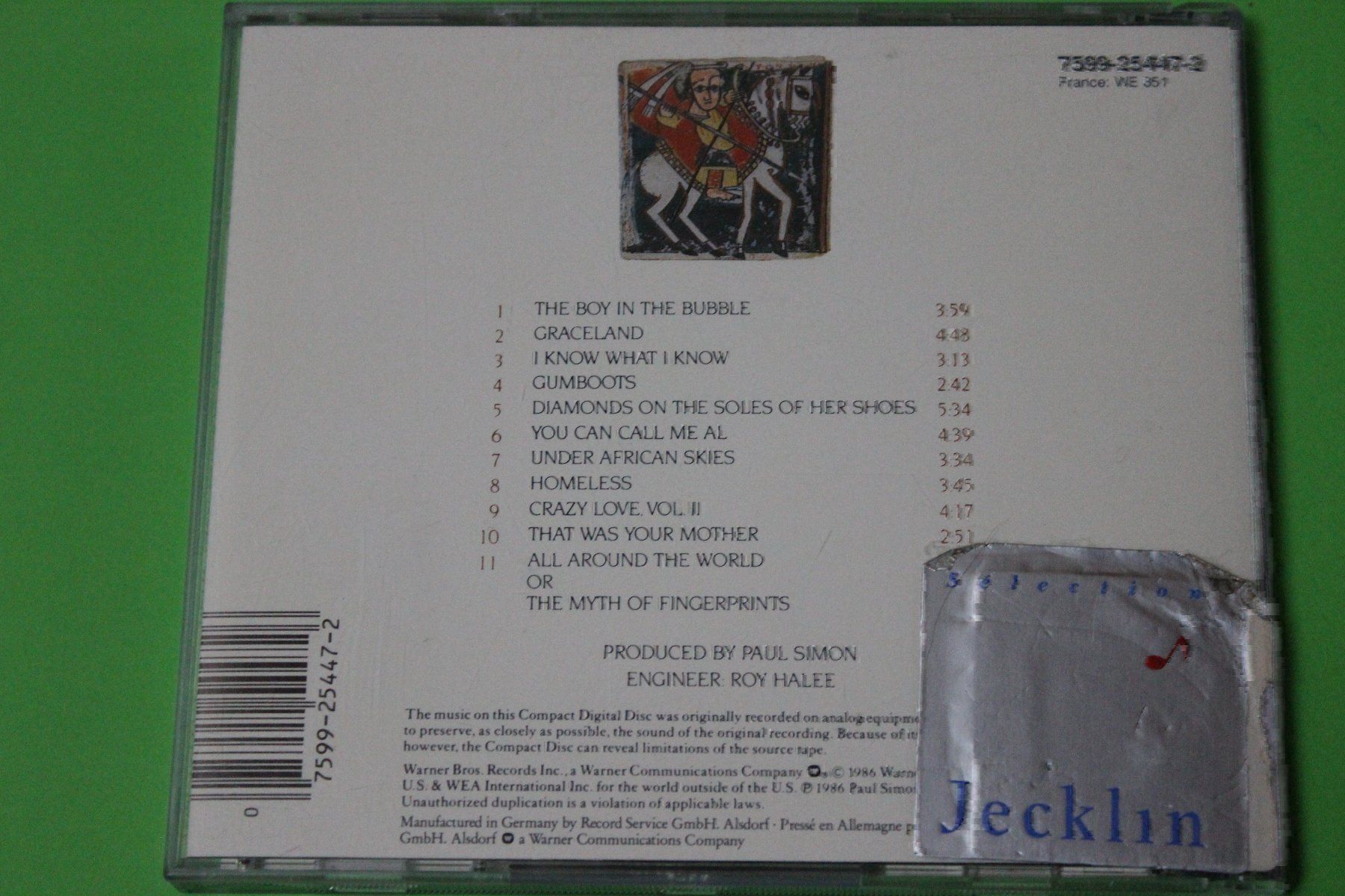 CDs: PAUL SIMON - GRACELAND CD 1986 – Gebraucht aus Tübach von JamesStone 3