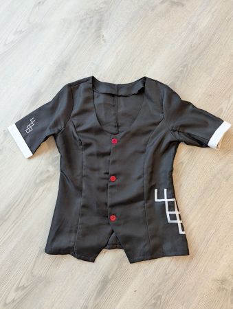 Schwarze Bluse mit weissen Details Gr. S