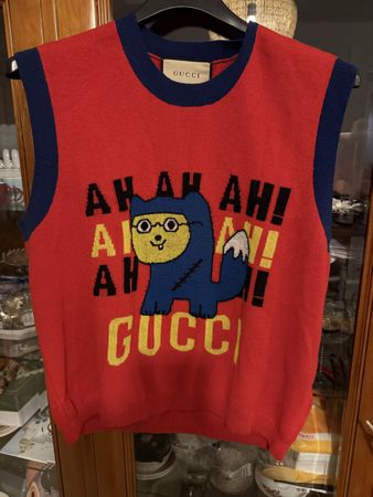 Gilet Gucci in lana Merinos,taglia M. Motivo divertente!