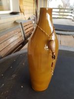 Formschöne Blumen Vase Glas braun/grün/olive