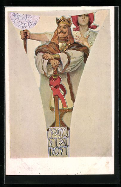 Cartoline postali: Alphonse Mucha: König stützt sich auf  – Usato da Berlin venduto da bartko-reher