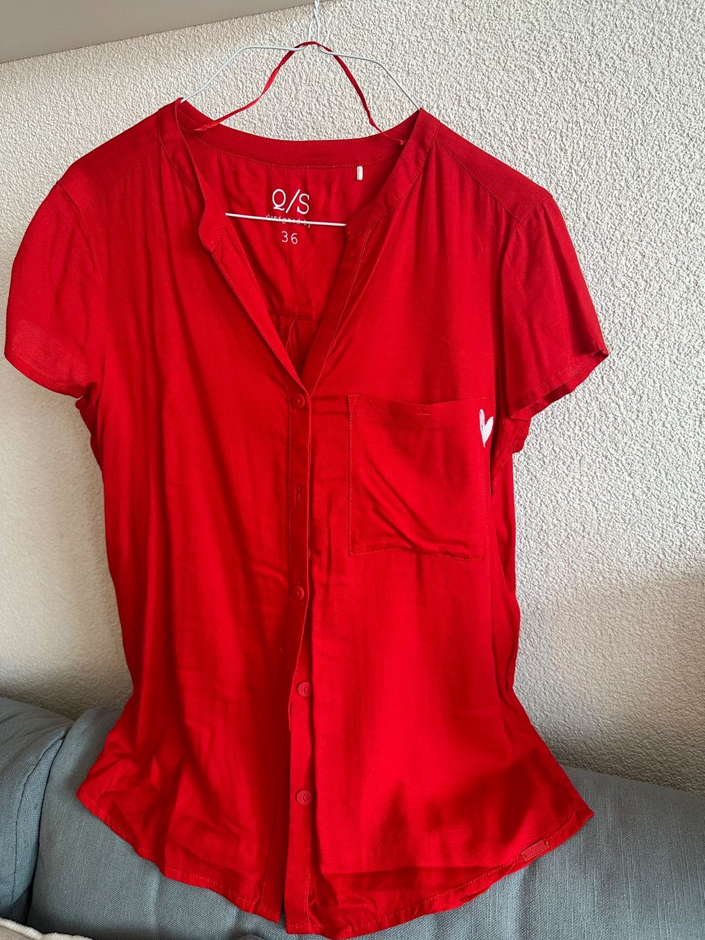 Camicette: Damen Bluse rot Kurzarm 36 von Q/S – Nuovo (secondo la descrizione) da Rothenburg venduto da wer_g9fd 1
