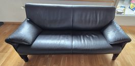 Schwarzes 2er Ledersofa in Top Zustand!