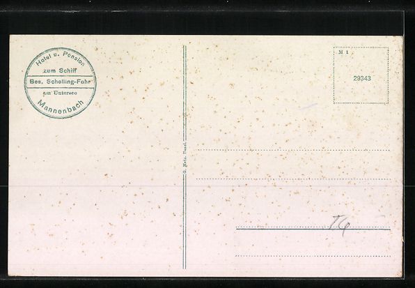 Cartoline postali: Mannenbach, Hotel u. Pension z. Schiff – Usato da Berlin venduto da bartko-reher 1