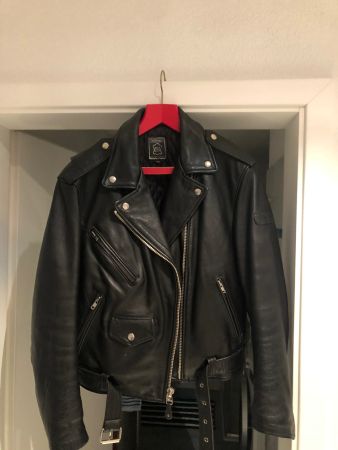 schwarze Lederjacke in Gr. 46