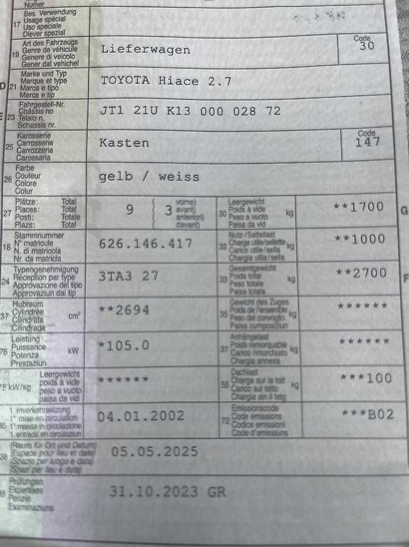 Autos: Toyota Hiace 2.7 – D'occasion à Thusis par LG.Autohandel 8