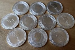 1 Oz Australian Kangaroo・10 Stück・9999 SILBER Känguru・1 Unze