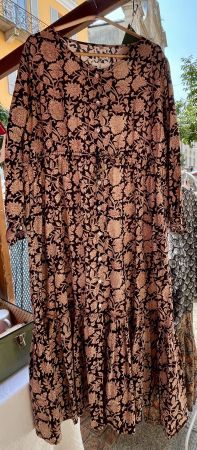 Maxi Dress hand block print size S/M M/L