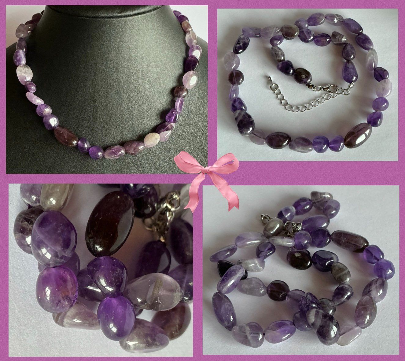Catenine: KETTE STEINKETTE EDELSTEINKETTE ECHTER AMETHYST 100% ECHT – Nuovo e nell'imballaggio originale da Berg TG venduto da magginello