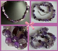 KETTE STEINKETTE EDELSTEINKETTE ECHTER AMETHYST 100% ECHT