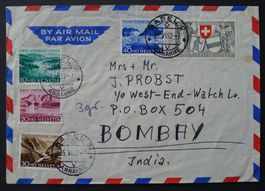 PP 1952, Satzbrief B56-B60, BASEL, Destination BOMBAY INDIEN