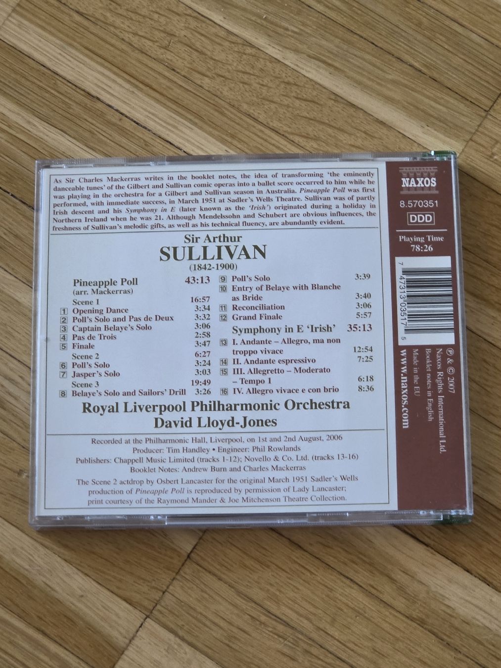 CDs: CD: Sir Arthur Sullivan: Pineapple Poll, Symphony in E – Gebraucht aus Aesch BL von immon 1