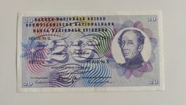 20 Franken 1973, Banknote Schweiz top Zustand (WA3)