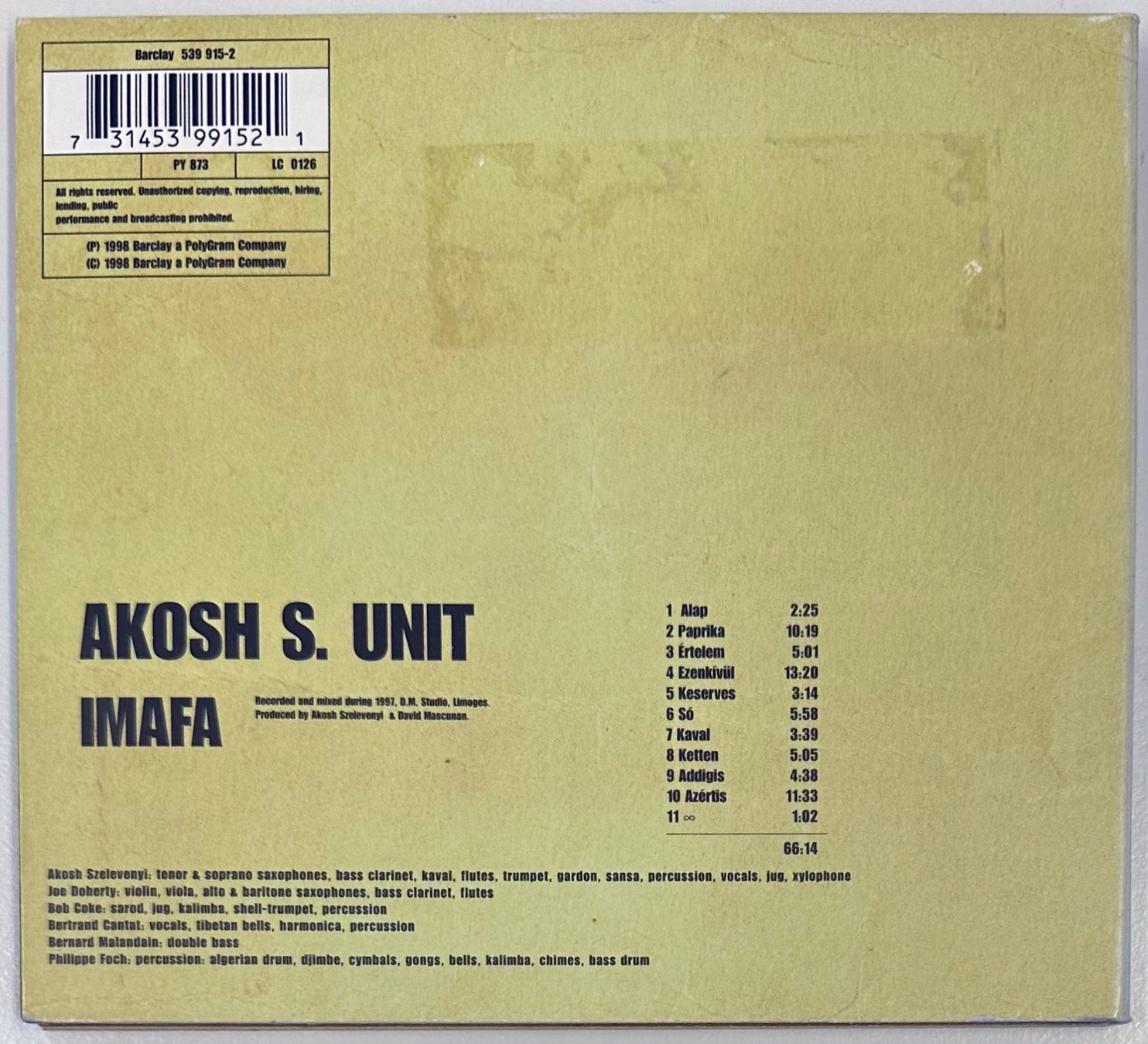 CD: Akosh S. Unit – Imafa – Usato da Martigny venduto da jereq 1
