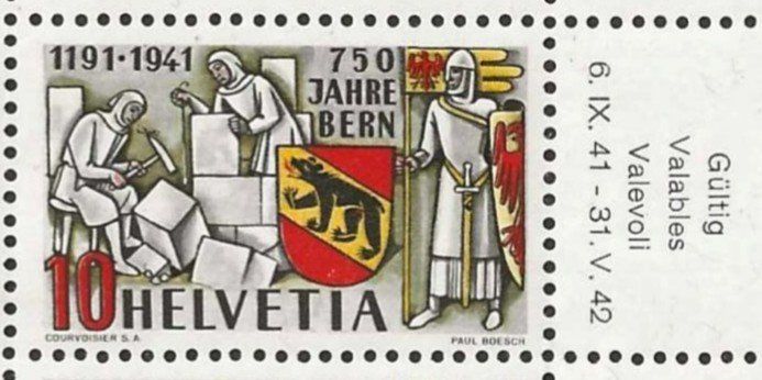 Tutti i francobolli: 1941 : Nr. 253 im Bogen mit Abart "Spinne auf Hammer" ** – Usato da Gümligen venduto da Geniusbuy 1