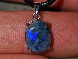 Natürlicher Australischer Black Opal Silber-Anhänger