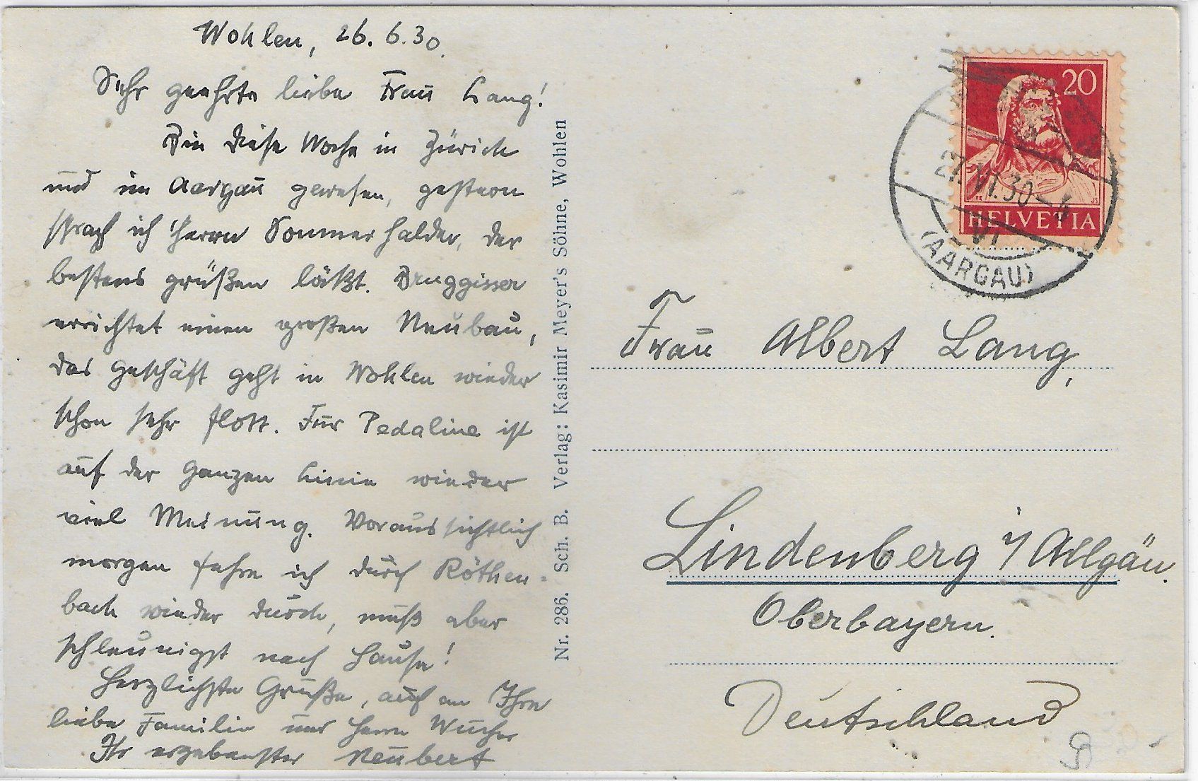 Cartoline postali: Wohlen AG - Generalansicht – Usato da Ettingen venduto da Kartenplanet 1