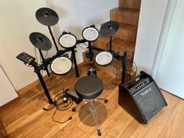 Roland V-Drums TD-1 + Roland PM-100 + Hocker – Top Zustand