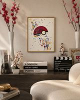 Pokeball Painting Acryllic Abstract Artwork on Canvas.