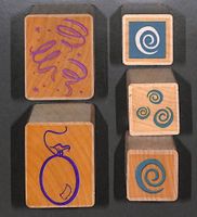 Stempel Set Party Dekoration (5x)Holzsockel mit Gummistempel