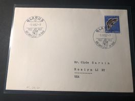 40 Rp. PJ Brief 1952 mit 600 JJ-Stempel GLARUS