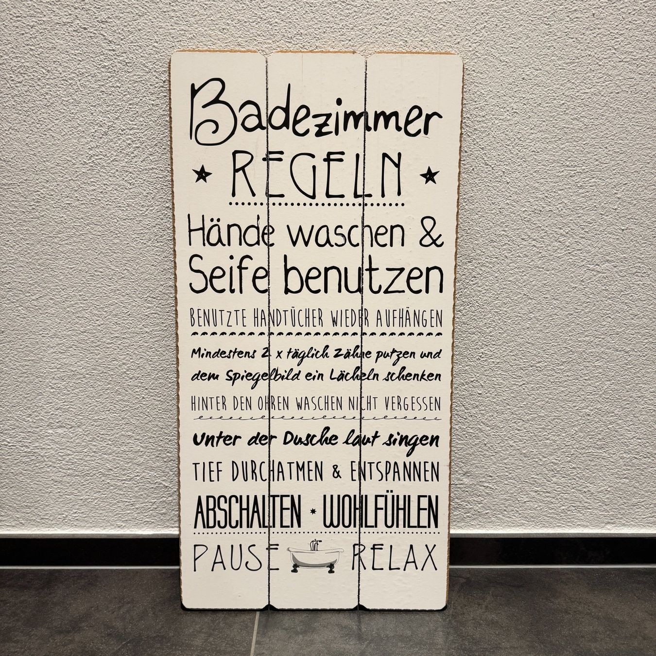 Foto & Immagini: Badezimmer Regeln Holz Bild 30 x 60 cm – Nuovo (secondo la descrizione) da Balzers venduto da dassandro