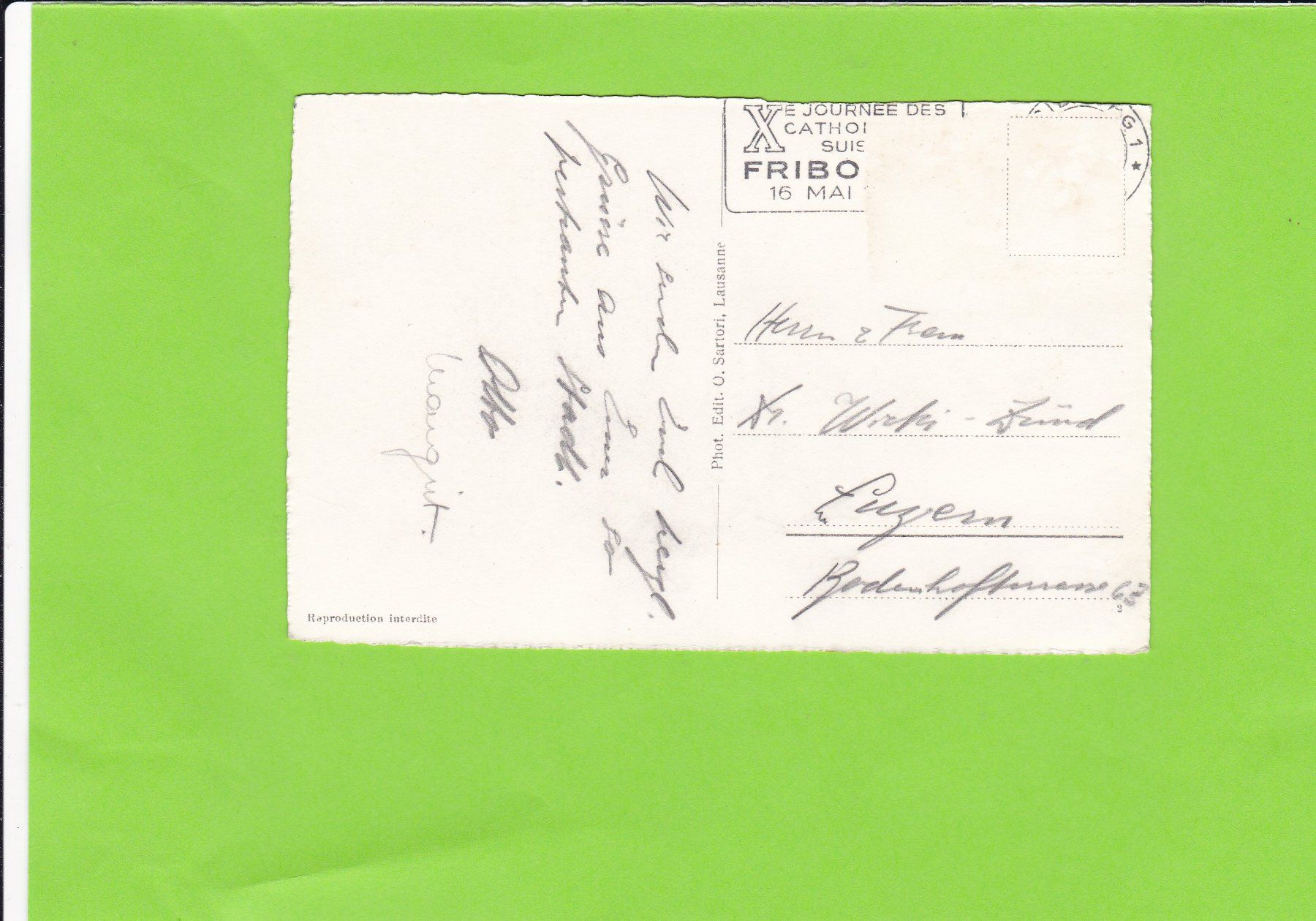 Cartoline postali: Fribourg-La Sarine – Usato da St. Peterzell venduto da neckertal 1