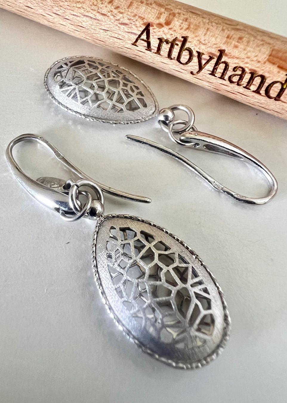 Orecchini pendenti & Orecchini a lobo: Gexist Schweizer Designer Ohrhänger Silber 925 durchbrochen – Usato da Ruswil venduto da artbyhand 2