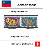Europamarken 1973                 Ausgabe Liechtenstein
