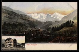 AK Oey-Diemtigen, Ortsansicht, Hotel Bahnhof