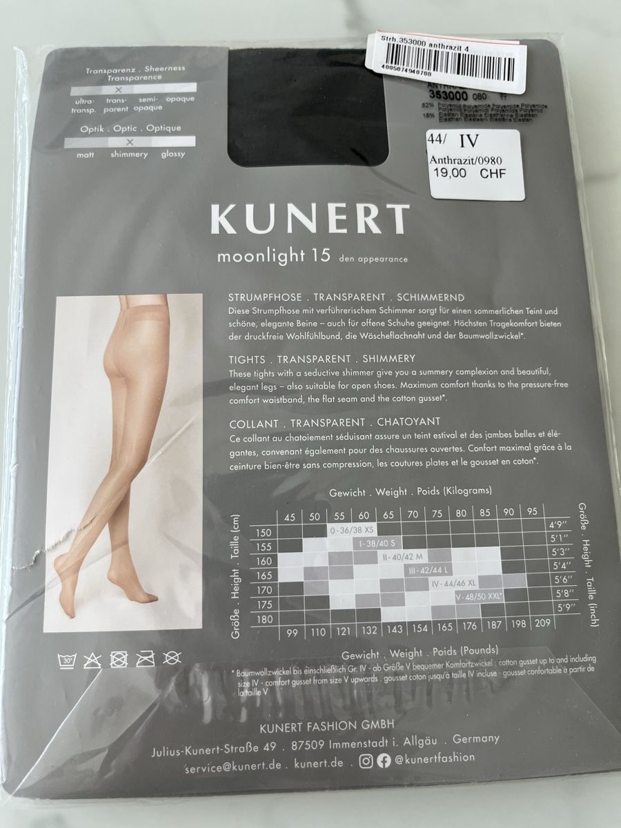 Kunert Calze & Collant: NEU KUNERT Moonlight 15 Strumpfhose Anthrazit Gr. 44/46 – Nuovo e nell'imballaggio originale da Rüfenacht venduto da lilly_67 2