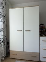 Kleiderschrank weiss/Holz mit Schublade