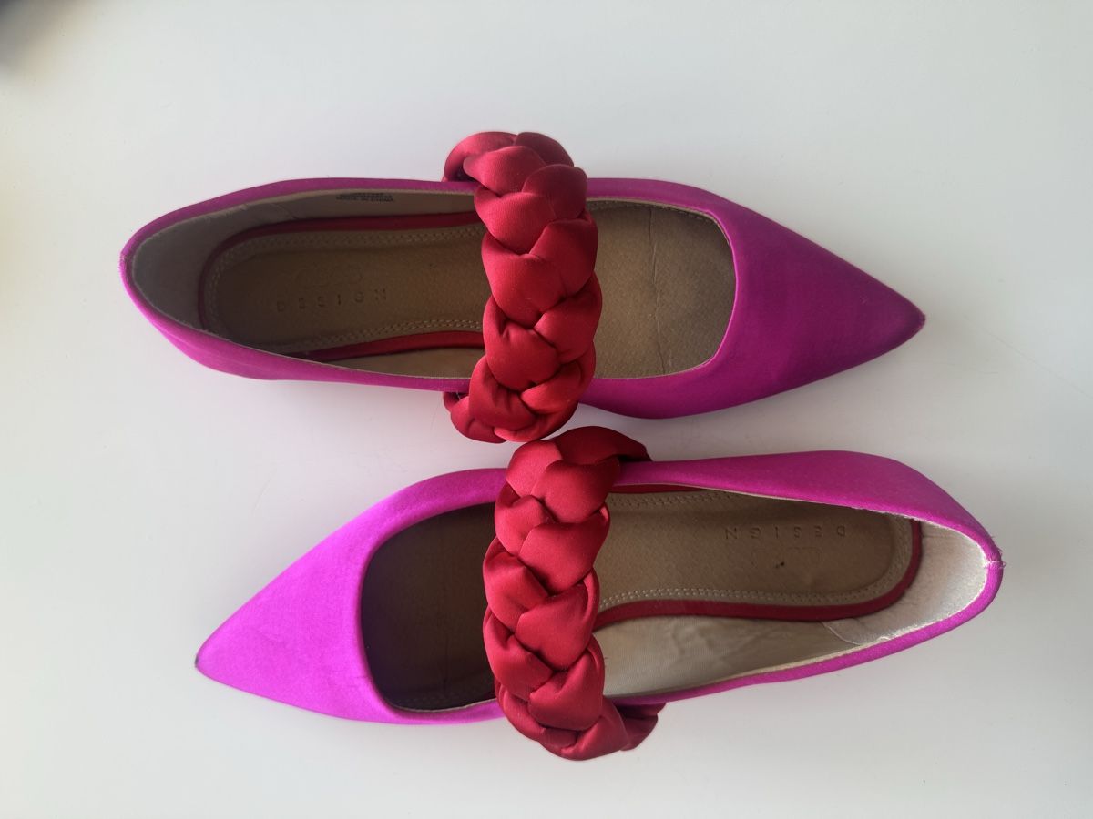 Asos Damenschuhe: Flache Pumps mit rotem Flechtband - Gr. 37 – Gebraucht aus Zürich von ERueff 1