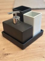 Elegantes Badezimmer-Set, Keramik, neuwertig, schwarz/weiss