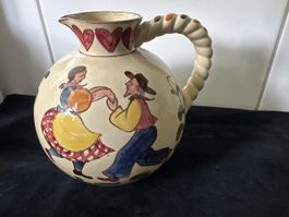 Landler Keramik Krug, bunt bemalt, mit Villeroy & Boch Stemp