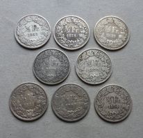Lot ++ 8 Stück 1/2 Franken 1851-1894