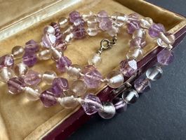 Antike Amethyst und Bergkristall Kette