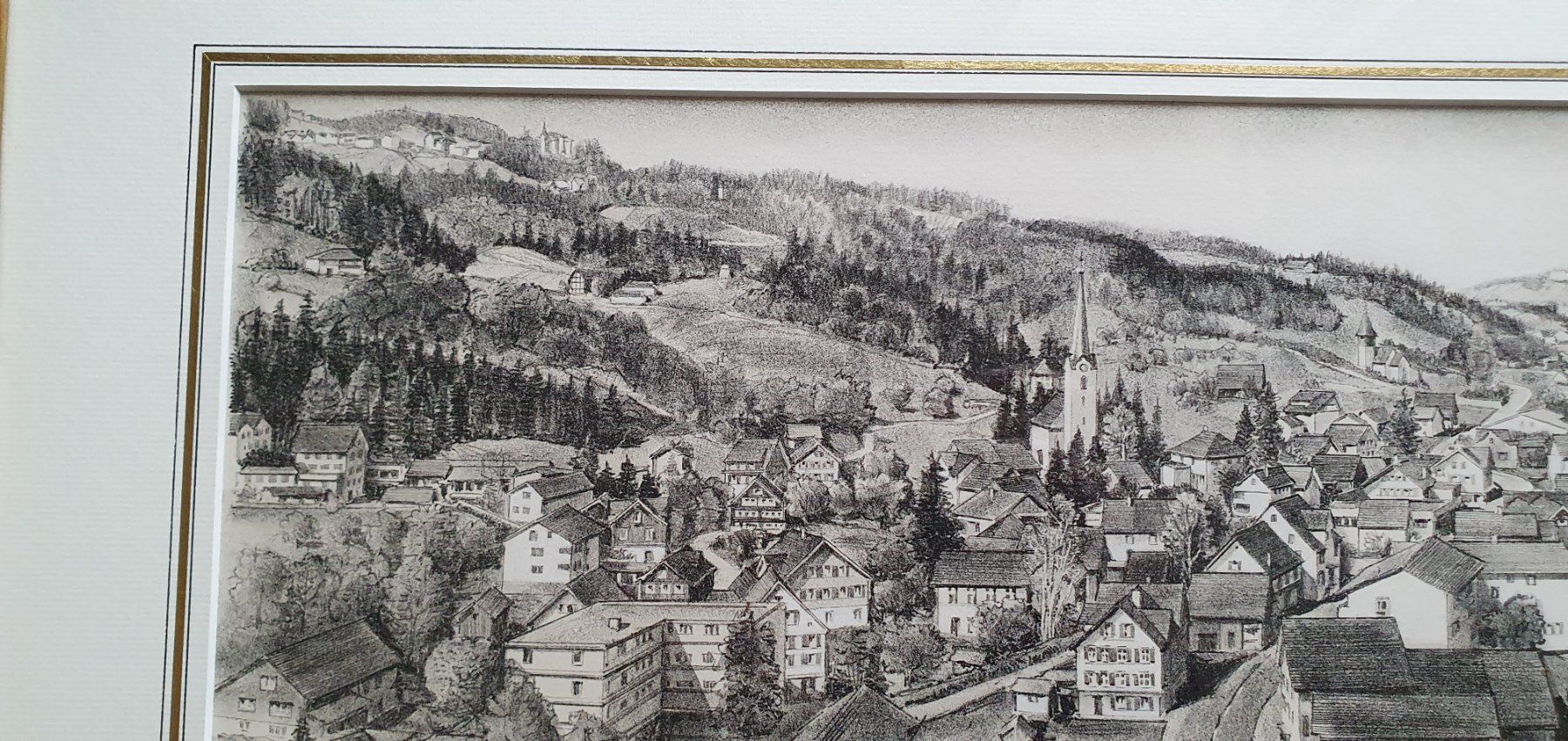 Grafiken & Lithographien: St.Margrethen - Litho im Goldrahmen – Gebraucht aus Kreuzlingen von Rschweiz1 4