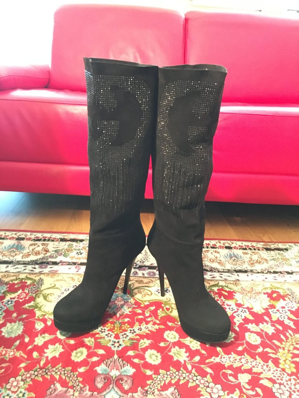 Damenschuhe: Strasssteine Stiefel Schwarz Italien – Neu (gemäss Beschreibung) aus Zürich von maxxam36