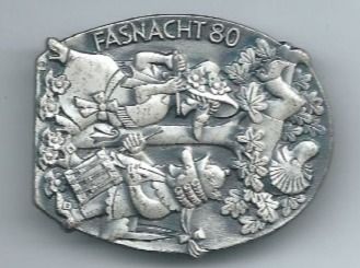 Basler Placchette & Badge: Fasnachtsplakette Basel, "Blaggedde" 1980 (Silber) – Usato da Zürich venduto da t24_de