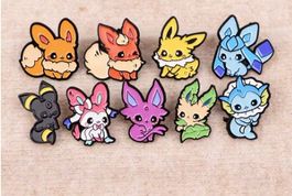 Pokémon Evoli Entwicklungen Pins, Broschen Set, Neu!