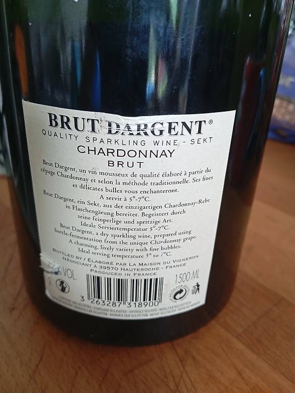 Vino: Brut Dargent Chardonnay Brut Sekt 2014 – Usato da Basel venduto da Petergunn 2