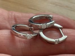 Luxus Ohrstecker Ohrschmuck Zirkonia Farbe : Silber /weiss