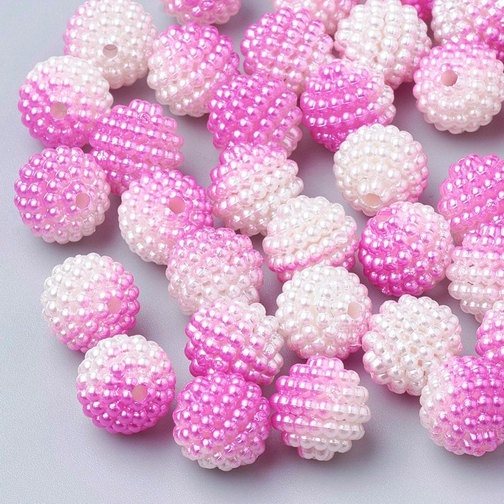 Perle (finte): Acrylperlen Beere Pink gemustert 10mm / 10St. – Nuovo (secondo la descrizione) da Rüegsau venduto da Tausendfreund