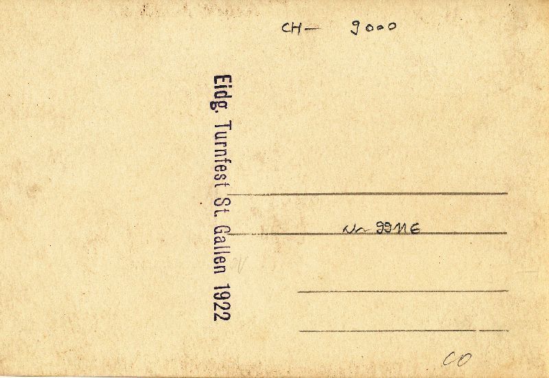 Cartoline postali: St. Gallen - Eidg. Turnfest + 1922 – Usato da Emmenbrücke venduto da teestube 1