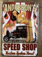 Speed shop pin up hot rod
