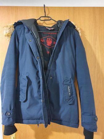warme Winterjacke Gr XS/S Damen Navahoo mit Kapuze blau