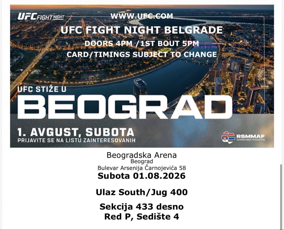 Biglietti: 3x UFC Fight Night Belgrade Tickets - Section 433 – Nuovo e nell'imballaggio originale da Gandria venduto da PokeBrothersCH 2