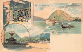 Lugano TI San Salvatore Paradiso und Seeufer Litho militari